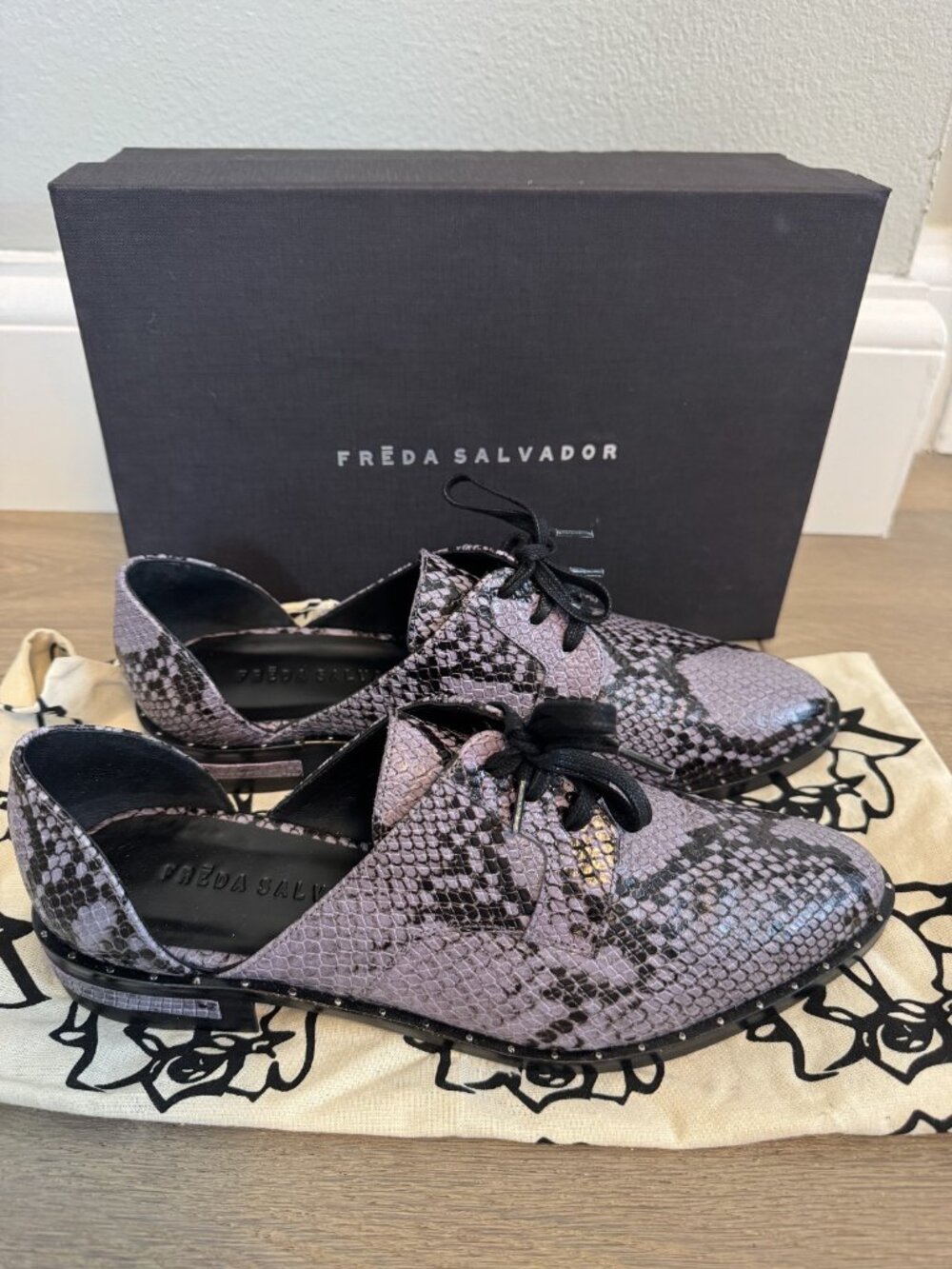 Freda Salvador WIT D'Orsay Osford in Lilac Snake Oxford Sz 8 NEW NWB - Picture 2 of 5